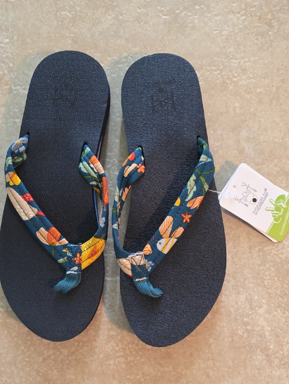 Kuailu Women's Floral Print Flip Flops Size 9.5 NWT